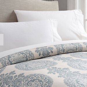 Pottery Barn Lucianna Medallion Percale Duvet Cover + Sham Twin